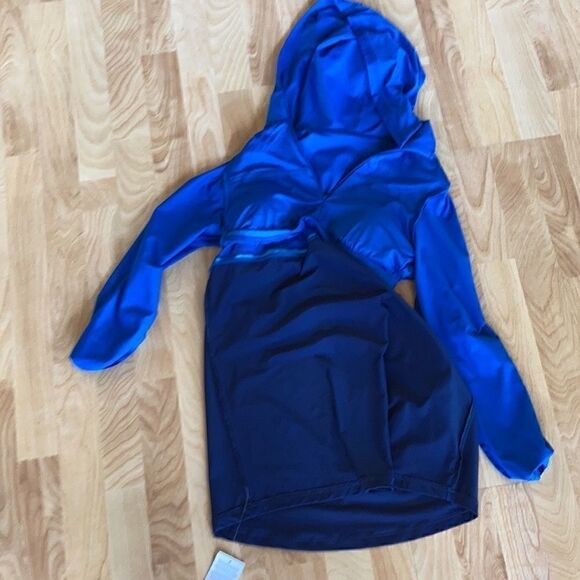 Land’s End ling sleeve swim top  quarter zipper hood bra modest 1/4 zip size 10 - Picture 6 of 10